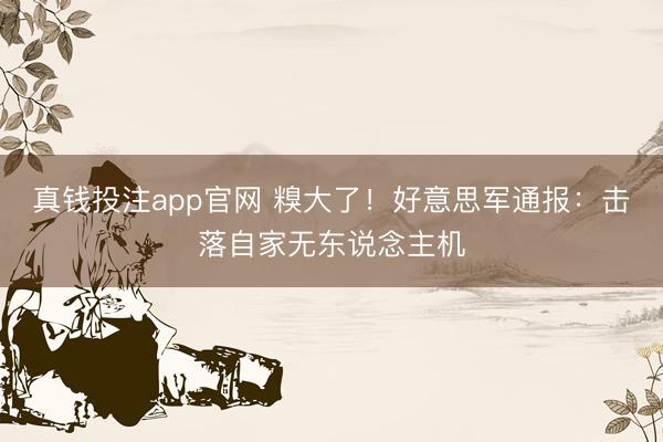 真钱投注app官网 糗大了！好意思军通报：击落自家无东说念主机