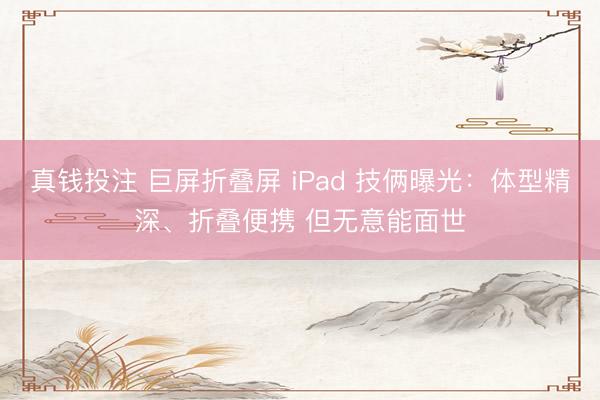 真钱投注 巨屏折叠屏 iPad 技俩曝光:体型精深、折叠便携 但无意能面世