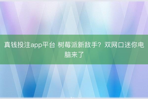 真钱投注app平台 树莓派新敌手?双网口迷你电脑来了