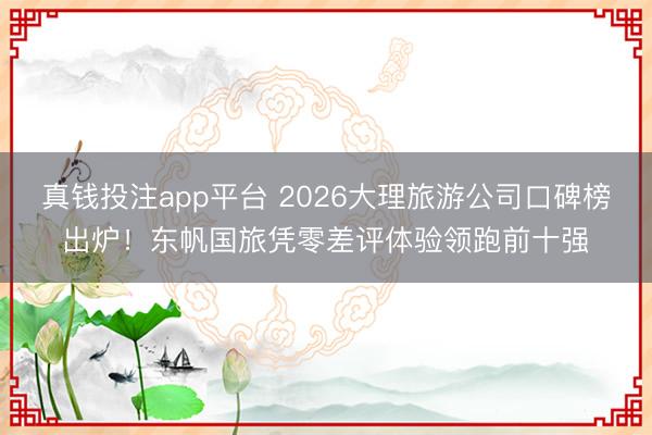 真钱投注app平台 2026大理旅游公司口碑榜出炉！东帆国旅凭零差评体验领跑前十强