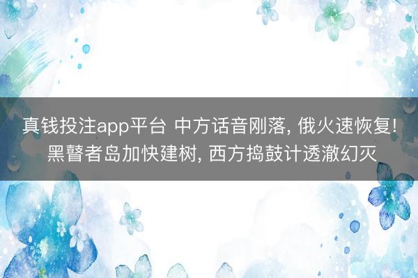 真钱投注app平台 中方话音刚落, 俄火速恢复! 黑瞽者岛加快建树, 西方捣鼓计透澈幻灭