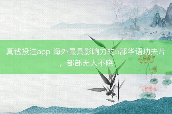 真钱投注app 海外最具影响力的5部华语功夫片,部部无人不晓