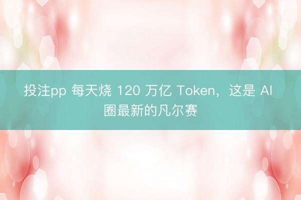投注pp 每天烧 120 万亿 Token，这是 AI 圈最新的凡尔赛