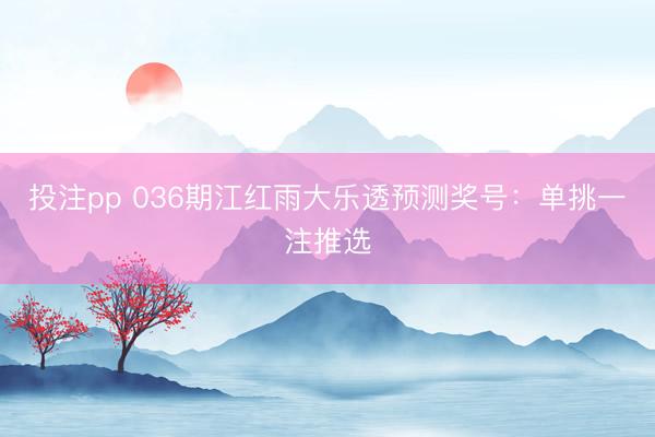 投注pp 036期江红雨大乐透预测奖号:单挑一注推选