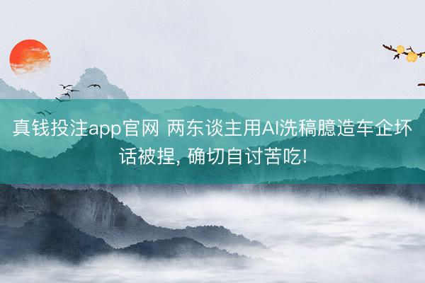 真钱投注app官网 两东谈主用AI洗稿臆造车企坏话被捏, 确切自讨苦吃!