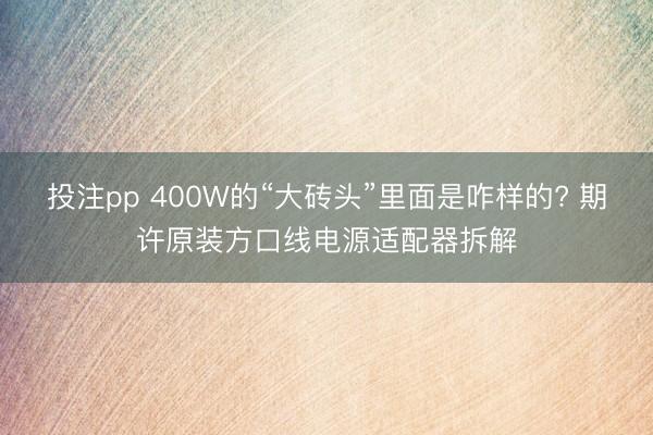 投注pp 400W的“大砖头”里面是咋样的? 期许原装方口线电源适配器拆解