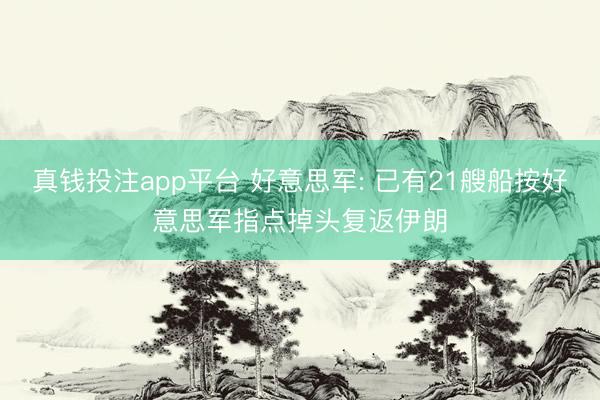 真钱投注app平台 好意思军: 已有21艘船按好意思军指点掉头复返伊朗