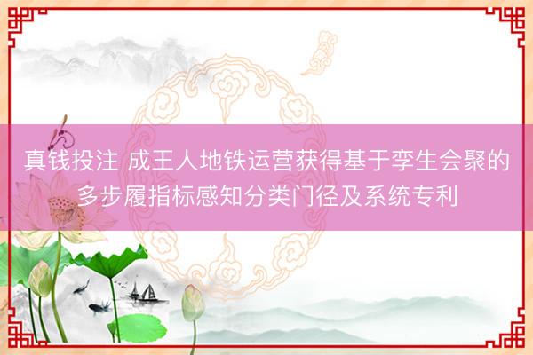 真钱投注 成王人地铁运营获得基于孪生会聚的多步履指标感知分类门径及系统专利