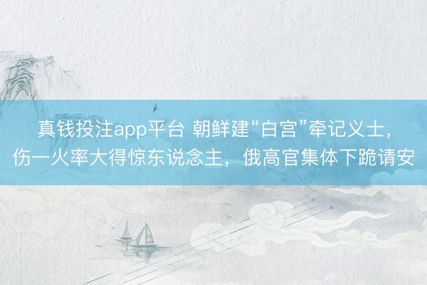 真钱投注app平台 朝鲜建“白宫”牵记义士，伤一火率大得惊东说念主，俄高官集体下跪请安
