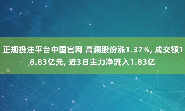 正规投注平台中国官网 高澜股份涨1.37%, 成交额18.83亿元, 近3日主力净流入1.83亿