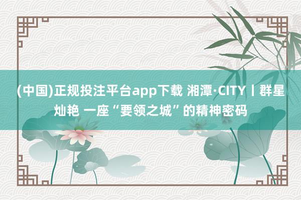 (中国)正规投注平台app下载 湘潭·CITY丨群星灿艳 一座“要领之城”的精神密码