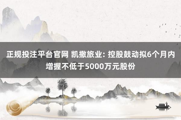 正规投注平台官网 凯撒旅业: 控股鼓动拟6个月内增握不低于5000万元股份