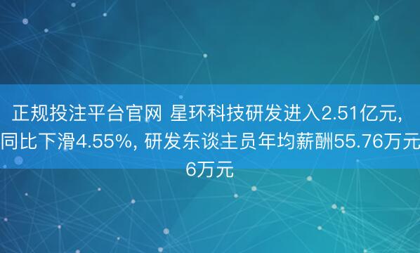 正规投注平台官网 星环科技研发进入2.51亿元, 同比下滑4.55%, 研发东谈主员年均薪酬55.76万元