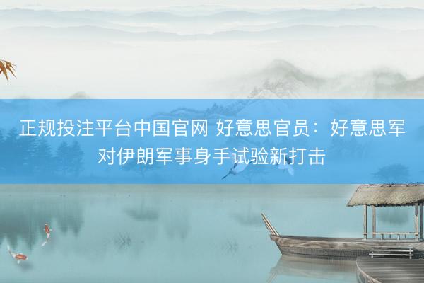 正规投注平台中国官网 好意思官员：好意思军对伊朗军事身手试验新打击