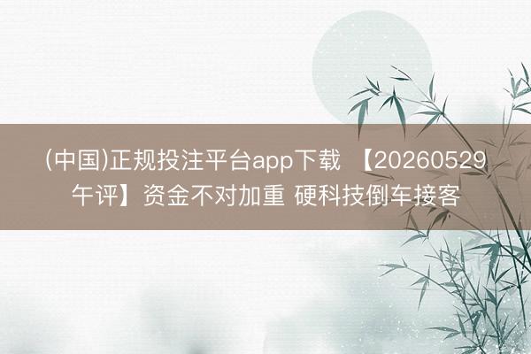 (中国)正规投注平台app下载 【20260529午评】资金不对加重 硬科技倒车接客