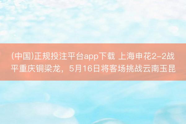 (中国)正规投注平台app下载 上海申花2-2战平重庆铜梁龙,5月16日将客场挑战云南玉昆
