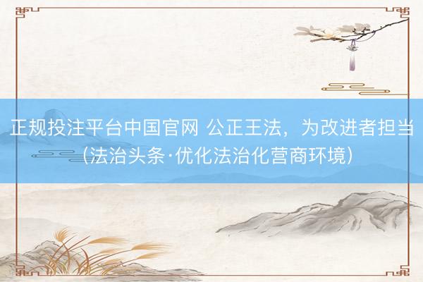 正规投注平台中国官网 公正王法,为改进者担当(法治头条·优化法治化营商环境)