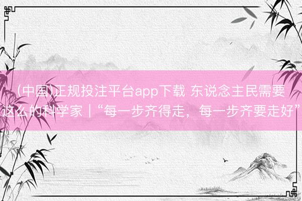 (中国)正规投注平台app下载 东说念主民需要这么的科学家|“每一步齐得走,每一步齐要走好”