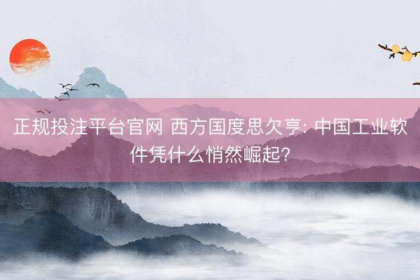 正规投注平台官网 西方国度思欠亨: 中国工业软件凭什么悄然崛起?