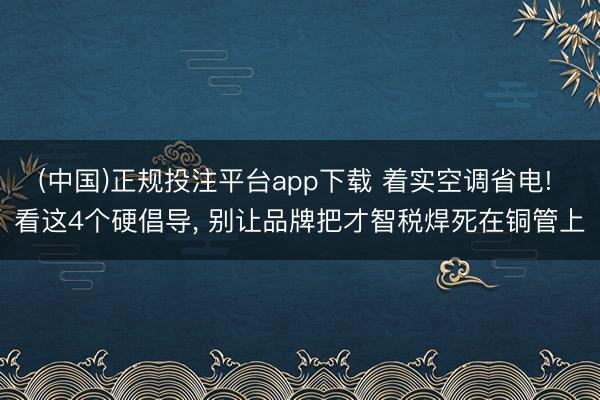 (中国)正规投注平台app下载 着实空调省电! 看这4个硬倡导, 别让品牌把才智税焊死在铜管上