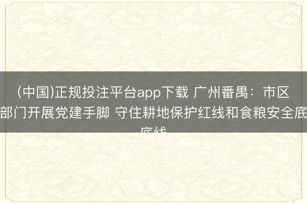(中国)正规投注平台app下载 广州番禺:市区多部门开展党建手脚 守住耕地保护红线和食粮安全底线