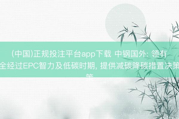 (中国)正规投注平台app下载 中钢国外: 领有全经过EPC智力及低碳时期, 提供减碳降碳措置决策
